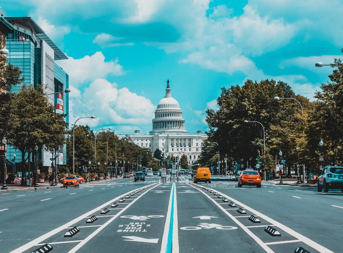 United States Capitol building from Pennsylvania Avenue